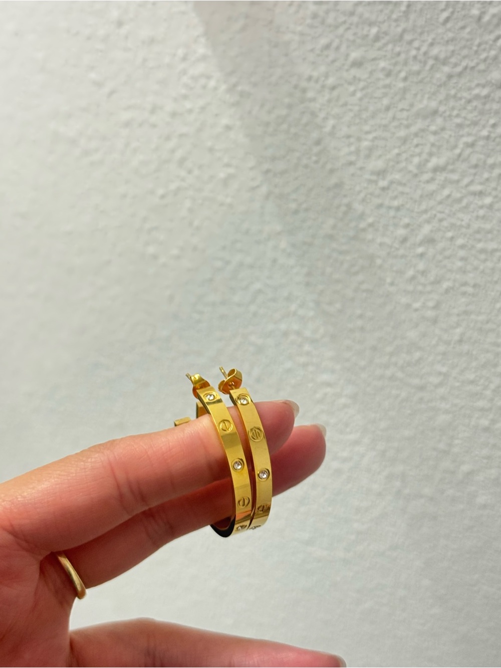 Gold Hoop Earrings with Crystal Accents